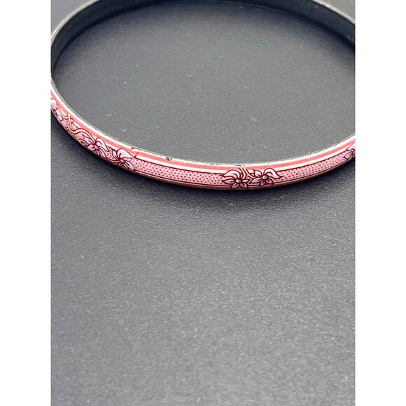 Michaela Frey Team Vintage Pink Mauve Flowers Austria Enameled Bangle Bracelet - Picture 4 of 7